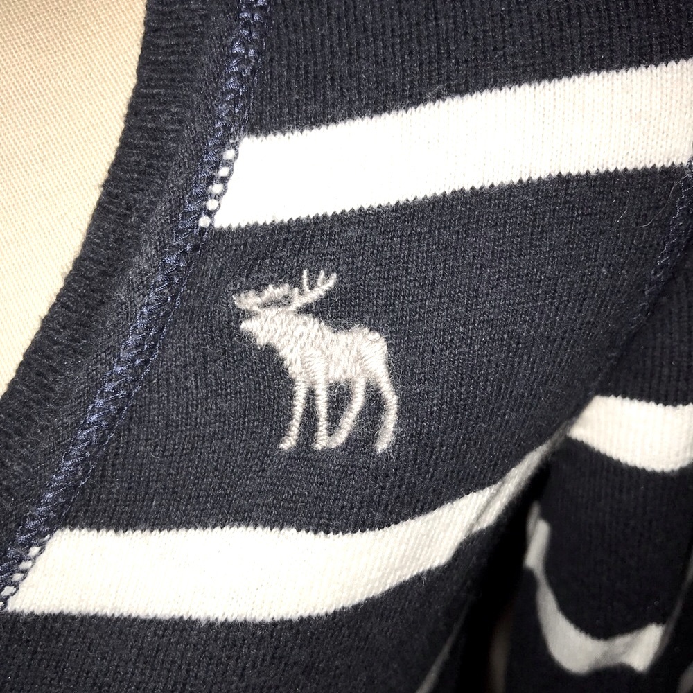 Abercrombie and Fitch Y2K v-neck cotton stripe sailorcore sweater white navy M - Picture 5 of 9